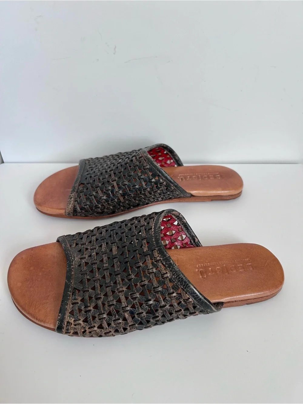 Bed Stu Hand Woven Leather Slide Sandal